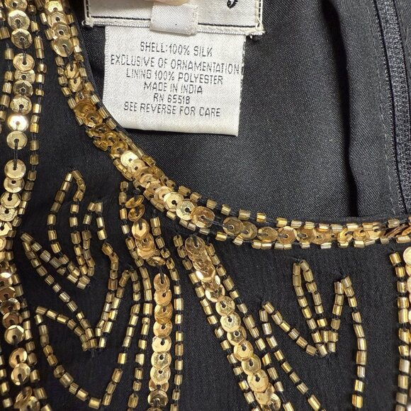STENAY TOP VINTAGE BEADED SEQUINS SILK ART TO WEAR SCALLOPED SIZE L EMBELLISHED - Picture 8 of 11